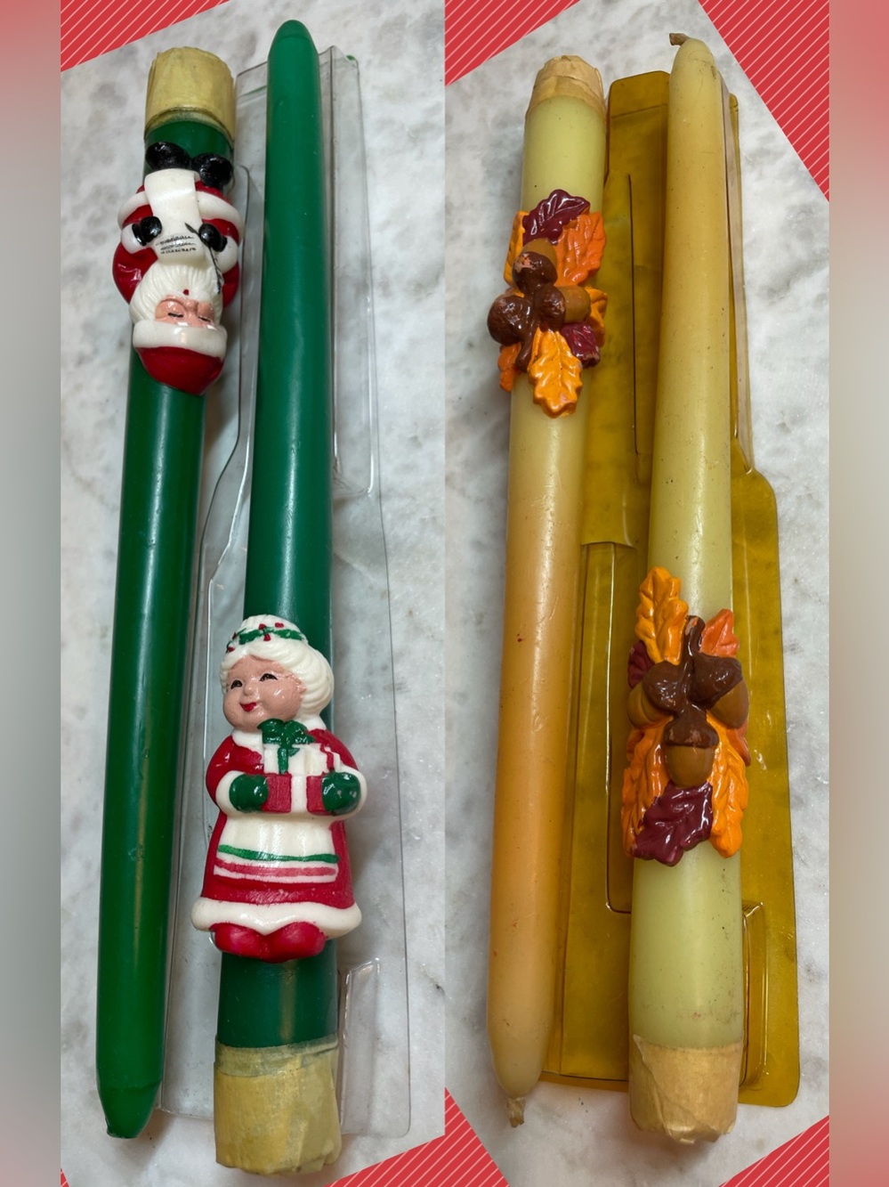 Vintage Avon 10” Taper Candles - Includes 2 Pair - Thanksgiving and Christmas